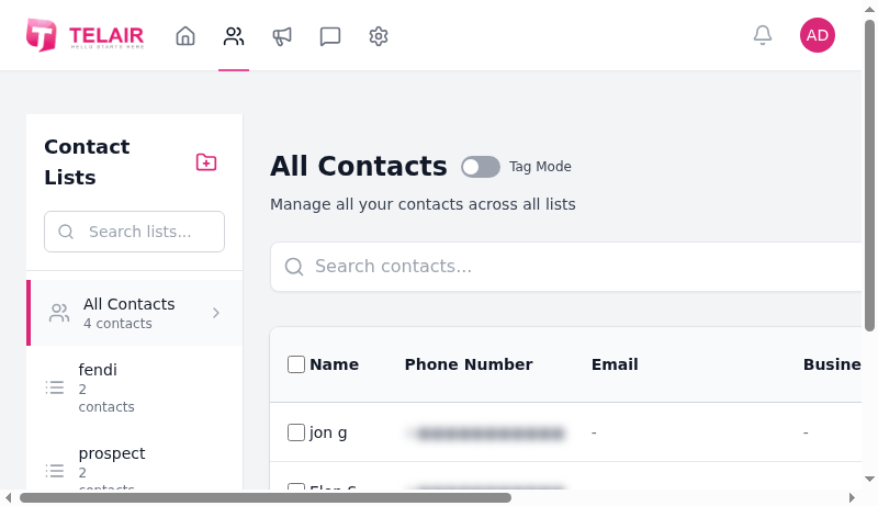 All Contacts View