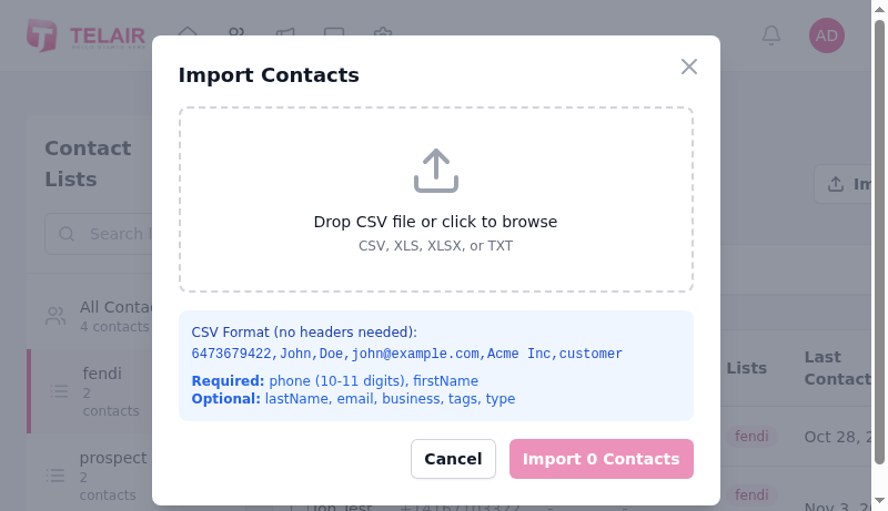 Import Contacts Modal