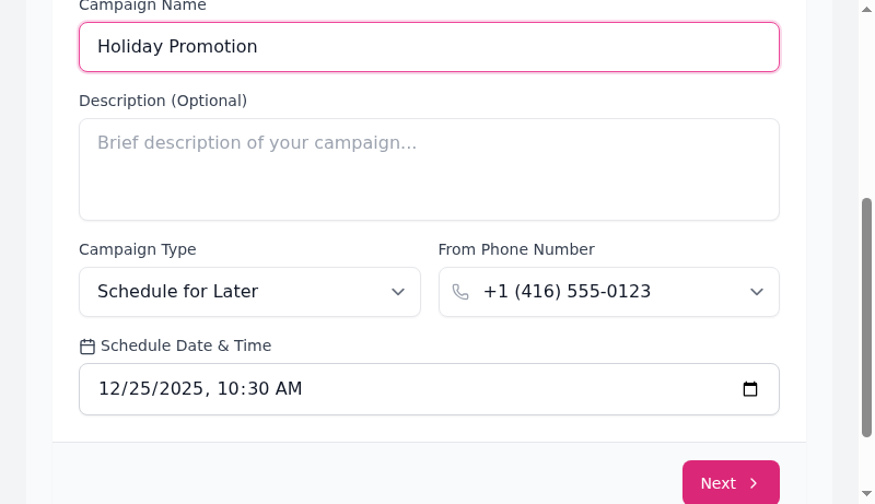 Campaign Scheduling Interface