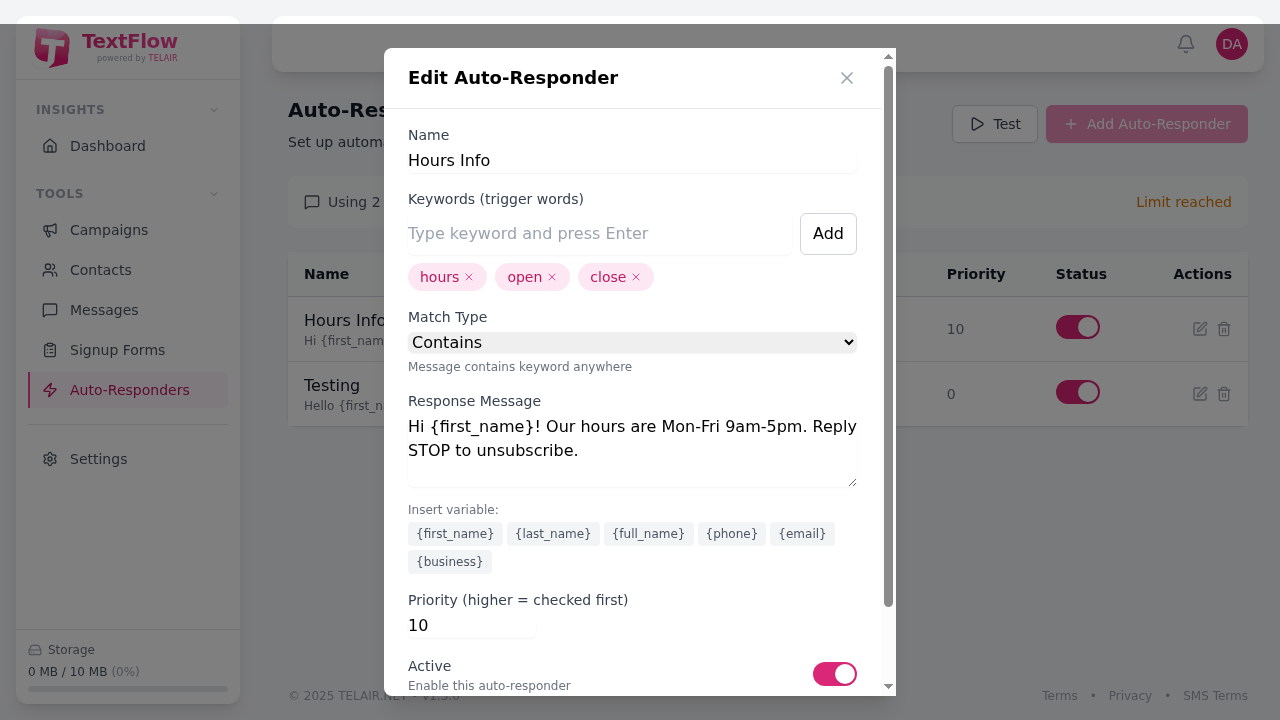 Creating an auto-responder